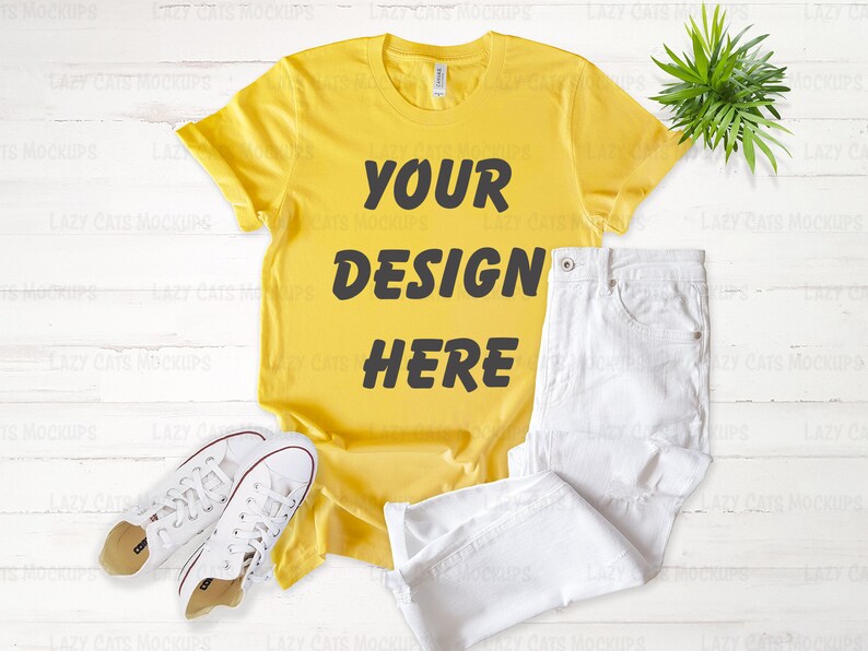 Download Yellow Bella Canvas 3001 Bella Canvas Mock up T-shirt Mock ...