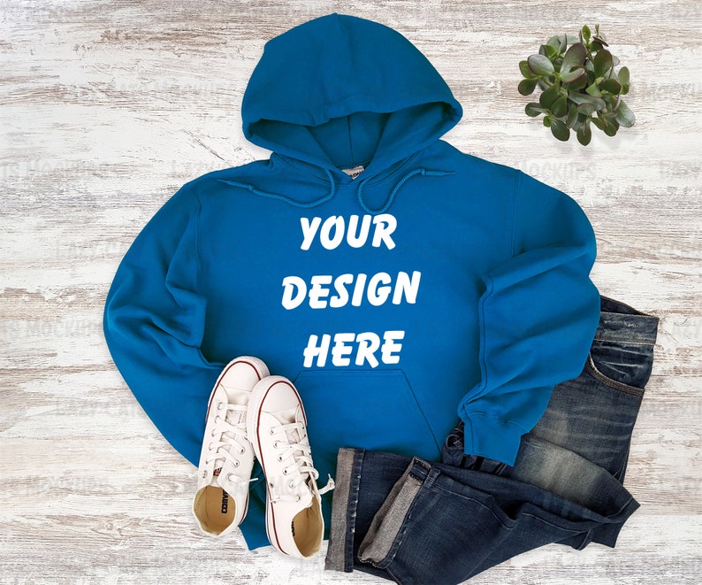 royal blue hoodie graphic