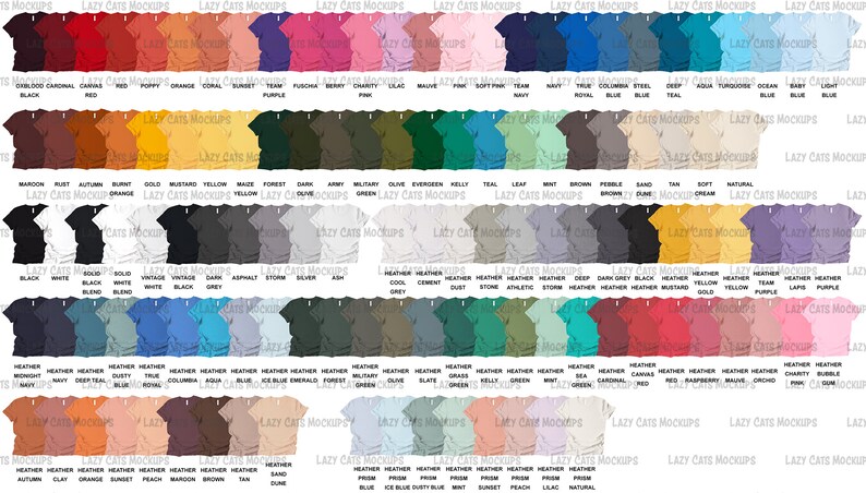 Download Color Chart of All the 121 Colors of Bella Canvas 3001 ...