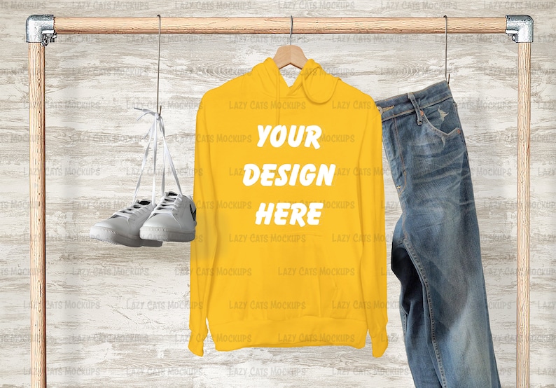 Download Front & Back Gold Hoodie Mock Up Gildan 18500 Mock up | Etsy