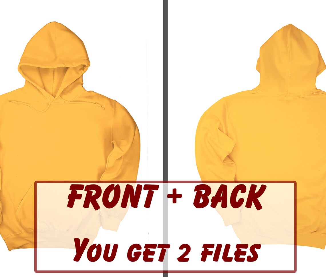 Gold Front & Back Hoodie Mockup Gildan 18500 Mock up Etsy