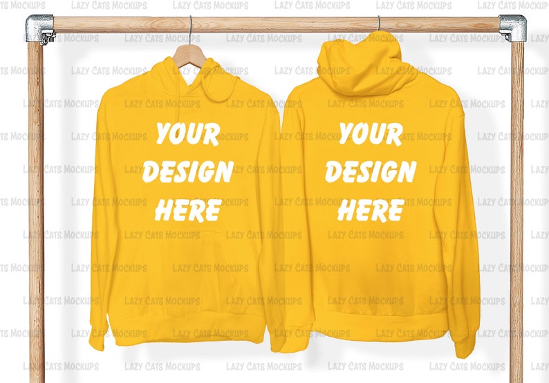 Download Gold Hoodie Mock Up Back Front on Hanger Image Adult Sport ...