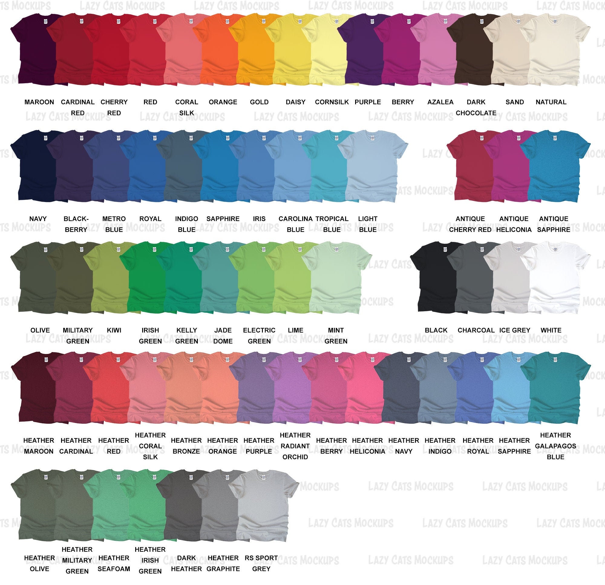 Color Chart For Gildan 5000 T-shirt | mail.napmexico.com.mx