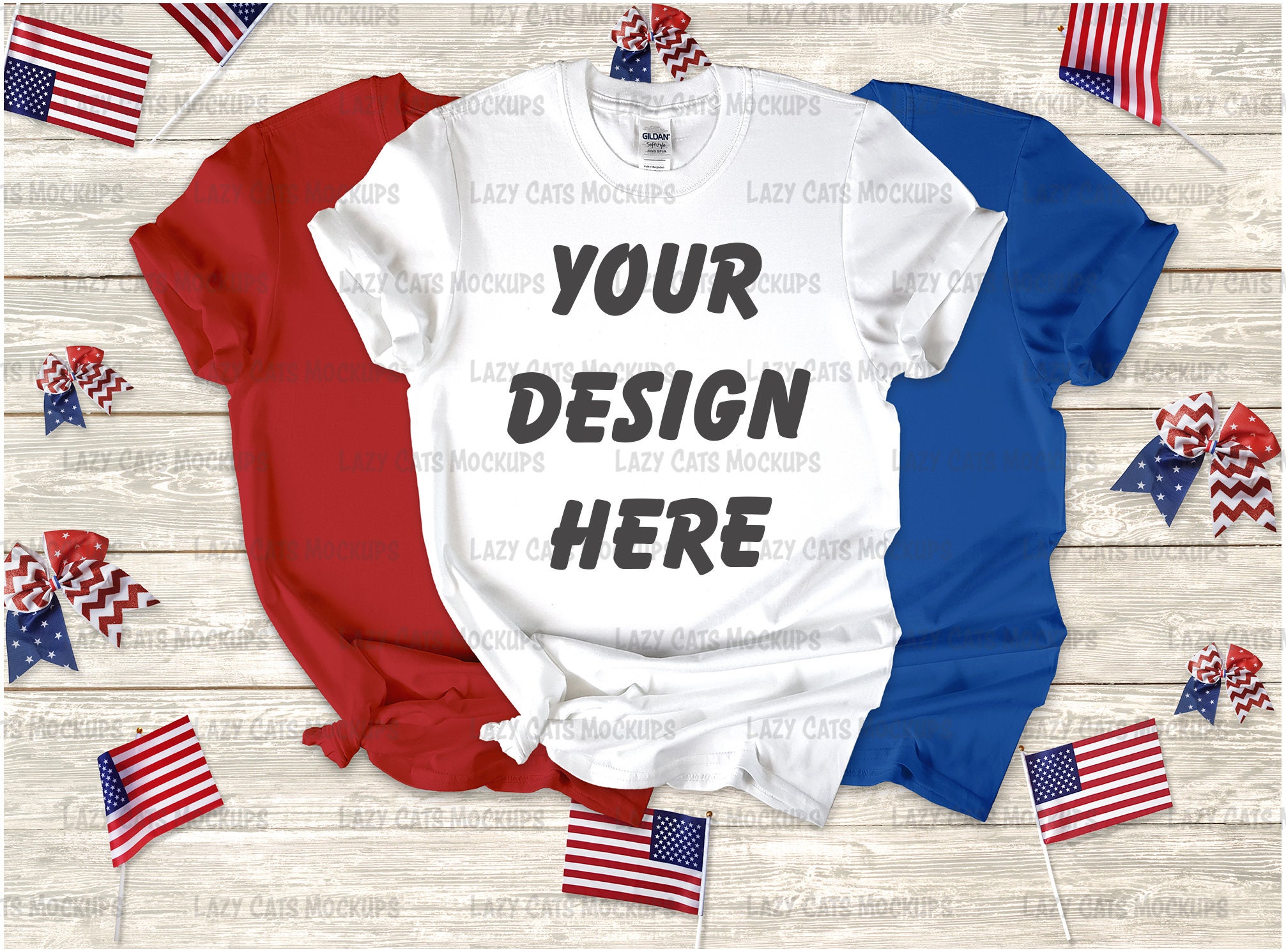 4th of July Trio Gildan 64000 Mock Up T 