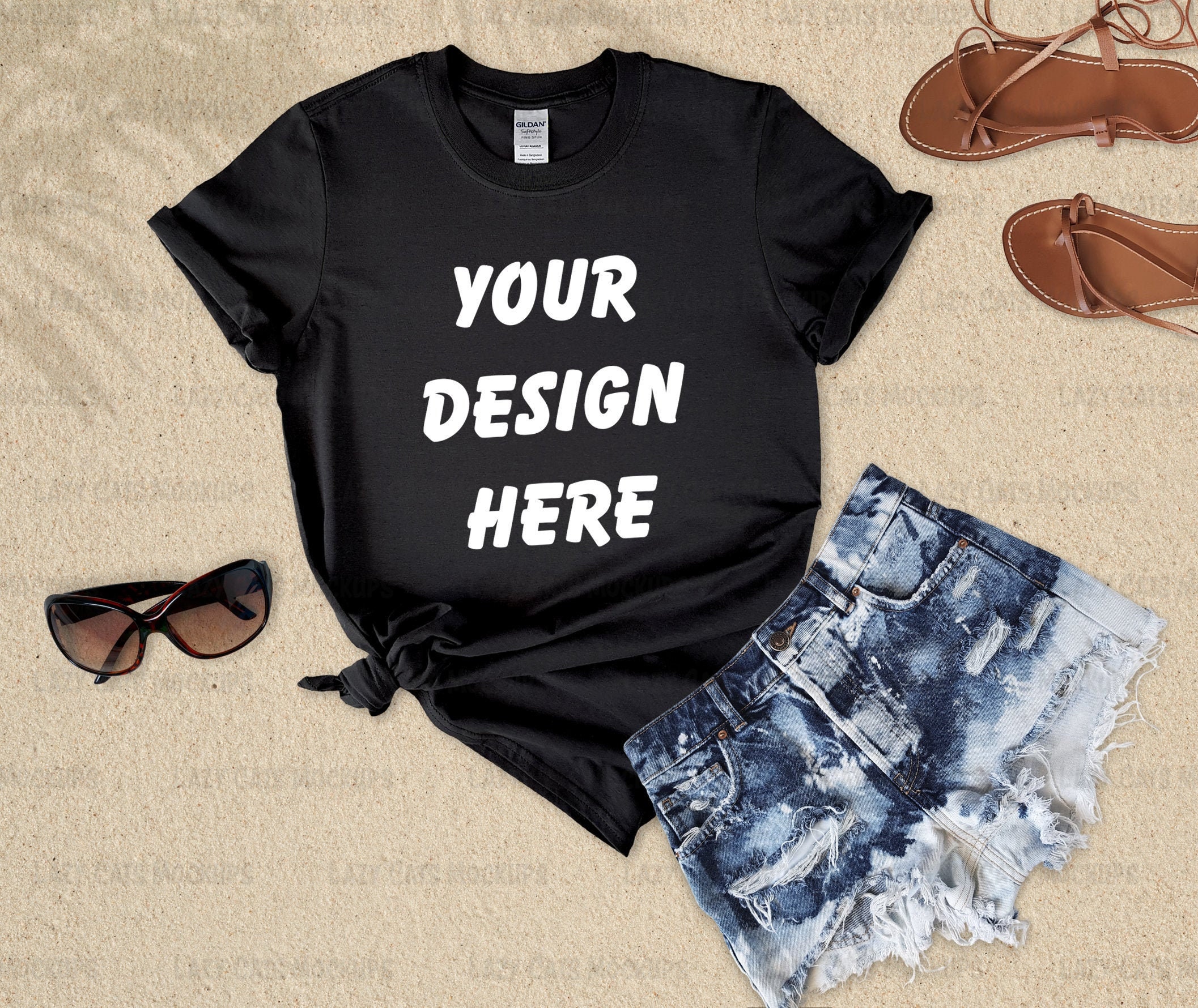 Download Black Gildan 64000 Mock Up Gildan Mock up T-shirt Mock up ...