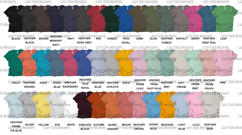 Download PRINTFUL 3001 Bella Canvas Color Chart 47 Colors 3001cvc | Etsy