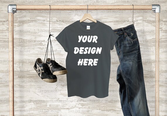 Charcoal Grey Gildan 64000 Mock up T 