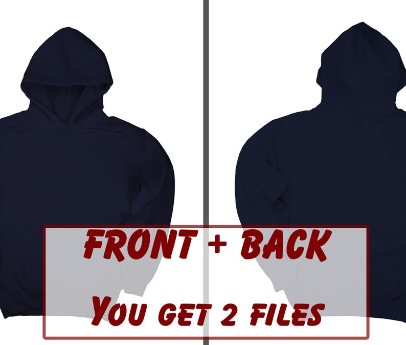 Download Navy Front & Back Hoodie Mockup Gildan 18500 Mock up | Etsy