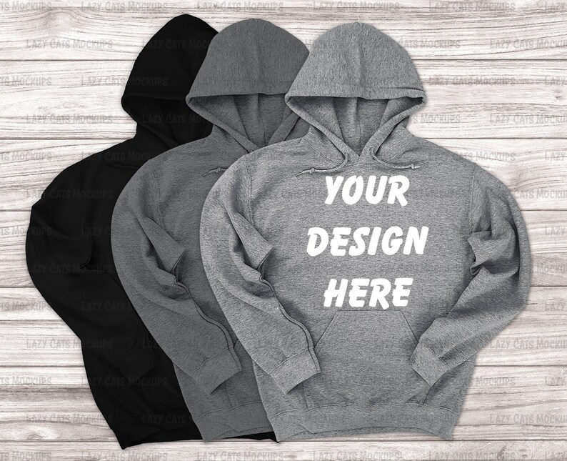 Download Black and Heather grey Hoodie Gildan Mock up Gildan 18500 ...