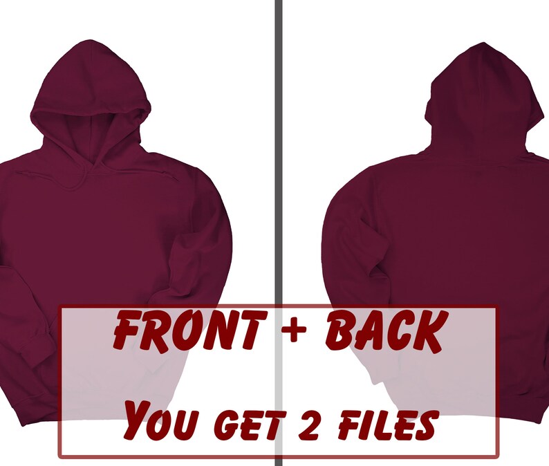 Download Maroon Front & Back Hoodie Mockup Gildan 18500 Mock up | Etsy