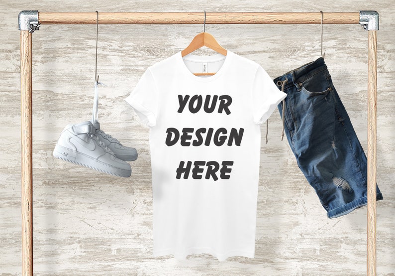Download White Bella Canvas 3001 Mock up T-shirt Mock-up Shirt on ...