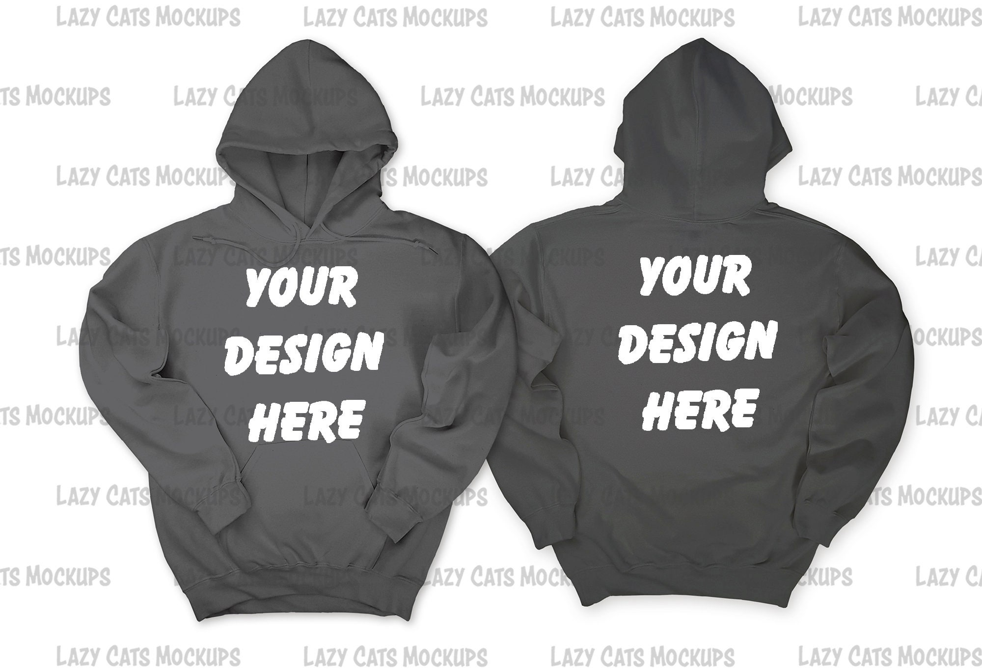 Charcoal Front & Back Hoodie Mockup Gildan 18500 Mock up Sweatshirt ...