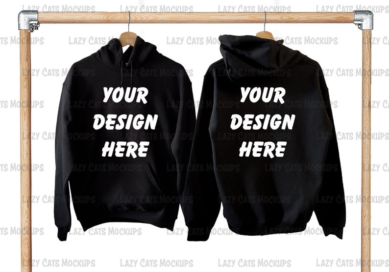 Download Black Hoodie Mock Up Back Front on Hanger Image Adult | Etsy