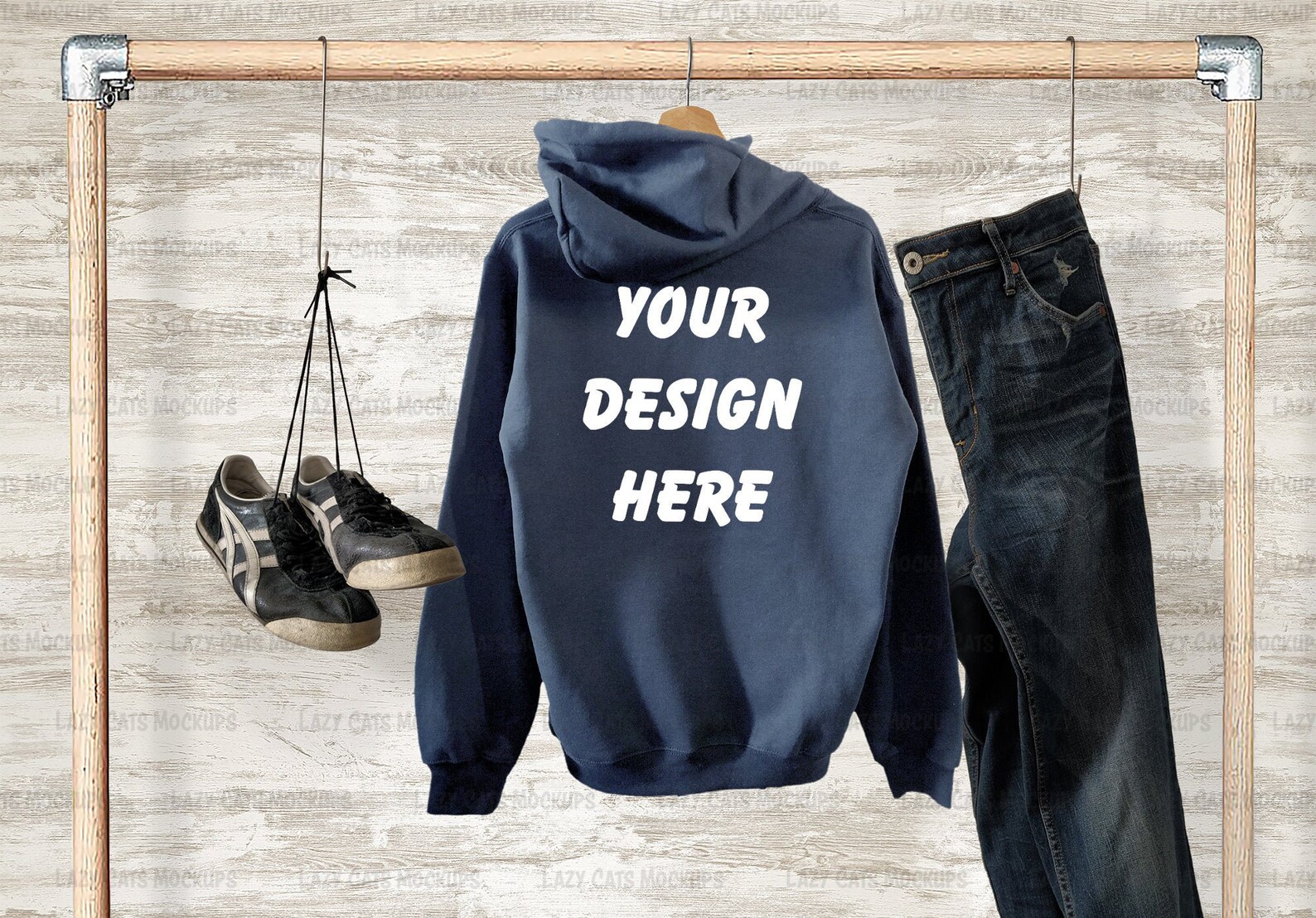 Download Back Indigo Hoodie Mock Up Gildan 18500 Mock Up Sweatshirt ...