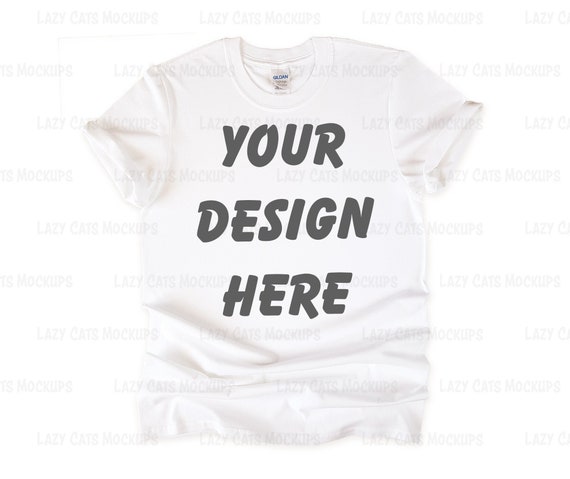 Download White Gildan 64000 T Shirt Mock Up Shirt Mock Up Flat Lay Tee Etsy