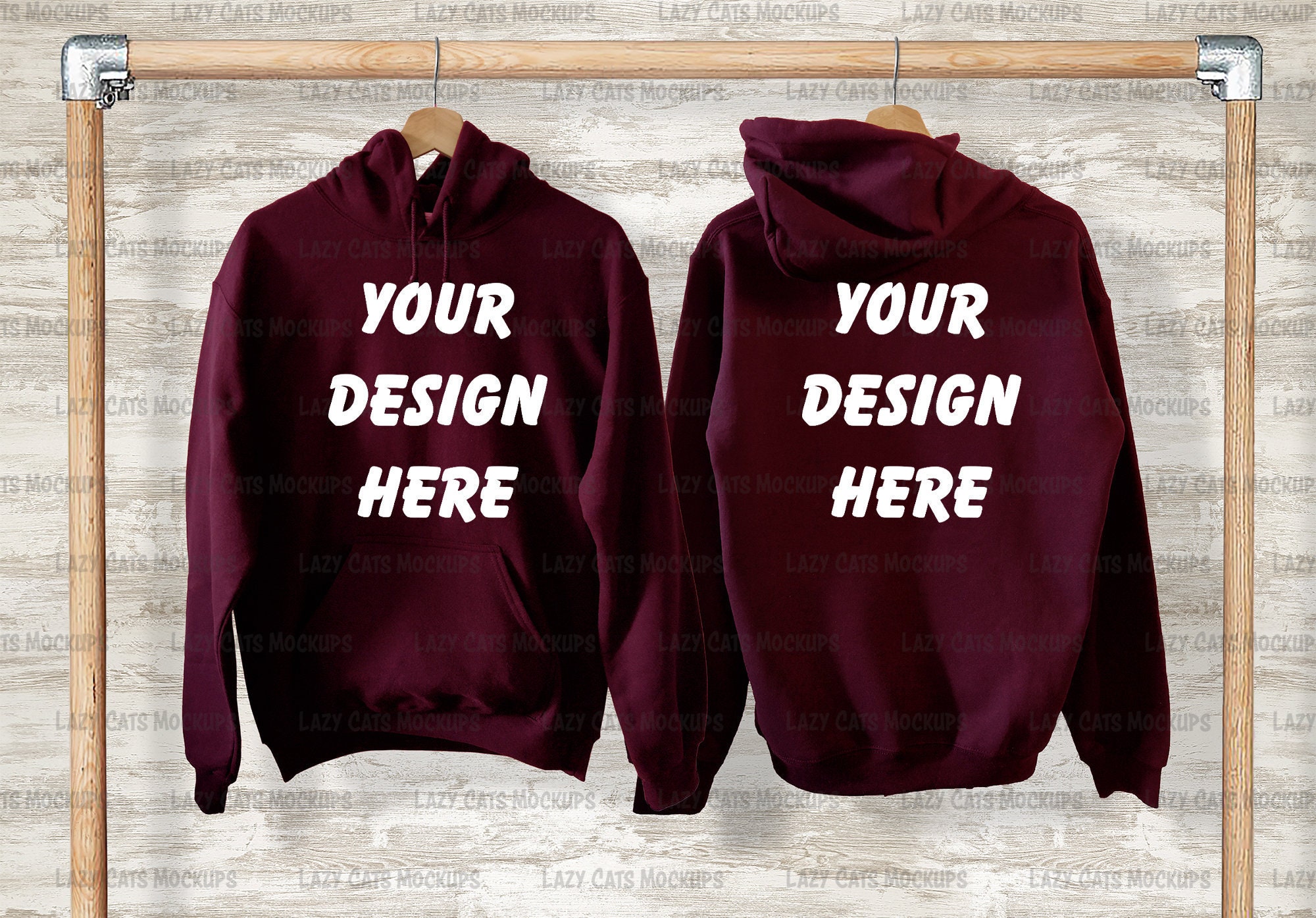 Maroon Hoodie Mock up Back Front on 