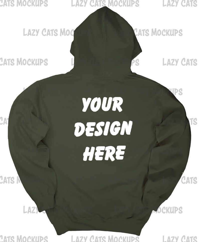 Military Green Front & Back Hoodie Mockup Gildan 18500 Mock up Sweatshirt Mock up Unisex Mock up Hoodie Mock up Gildan Sweatshirt Mockup image 3