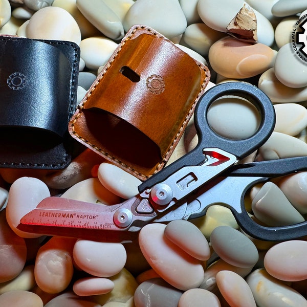 Leatherman Raptor "Trauma Shears' Belt Sheath/Pouch - Premium Design and Quality. Belt Loop or Belt Clip, Black or Brown. Full Grain Leather