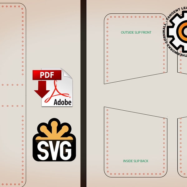 PDF and SVG Laser Ready Pattern (With clear stitch hole markings) for a Note Clip Cash & Card Minimal Wallet