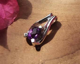 Amethyst Sterling Argent Pendant Natural 925 Sterling Argent