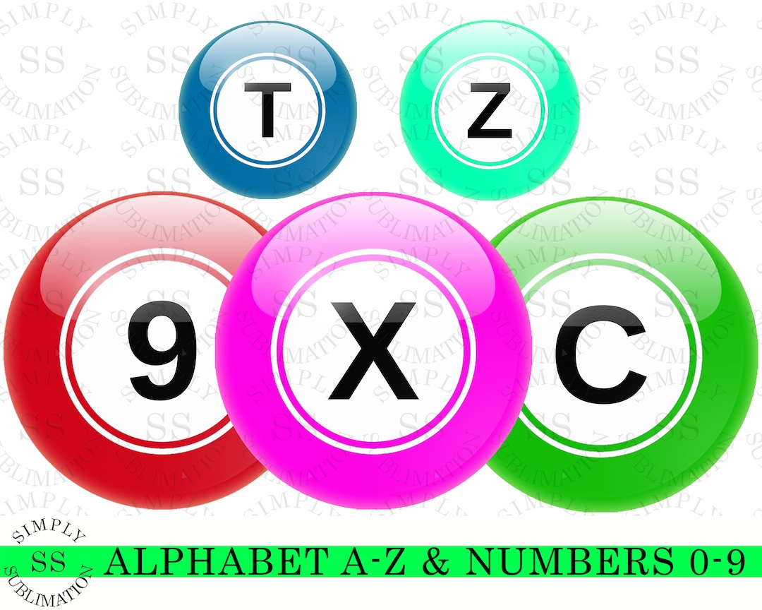 Bingo Balls Letters & Numbers Alphabet Sublimation Set Etsy UK