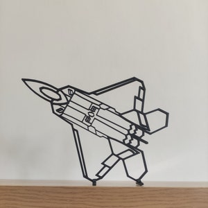 F22 Raptor | Escultura em estilo de linha (feita de plástico) | Decoração para casa / Decoração | Arte de parede | Presente