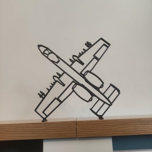 A-10 Thunderbolt / A10 Warthog / Scultura in stile linea (in plastica) / Decorazione per la casa / Decor / Arte murale / Regalo