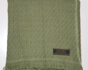 Pure Pashmina/ Basket weave/ Soft and Warm/ Green Color