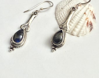Handmade Sterling Silver Labradorite Dangle Earrings • Mystical Jewelry