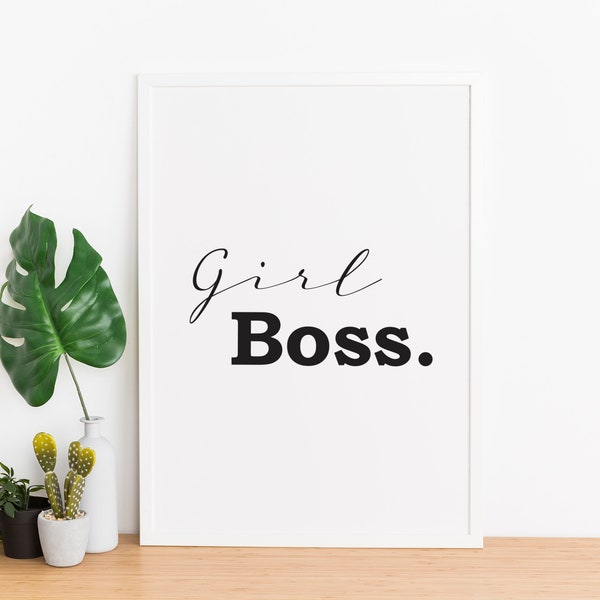 Girl Boss A4 Print - Female Boss - A4 Print - Home - Typography - Illustration - Artwork - Poster - A4