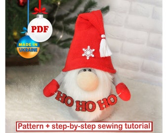 Sewing pattern PDF Christmas Gnome - Scandinavian Gnome sewing tutorial - Nordic Tomte - Red Nisse - DIY HandMade Gnome - ho ho ho