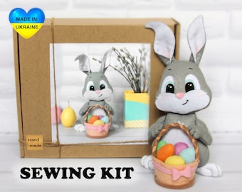 Make Your Own Easter Bunny - Sewing KIT - DIY craft kit  - Sew Your Own - Easter ornaments - Easter rabbit - sewing kit box