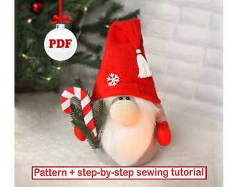 Christmas Gnome PDF sewing pattern - Scandinavian Gnome step-by-step sewing tutorial - Nordic Tomte - Red Nisse - DIY HandMade Gnome