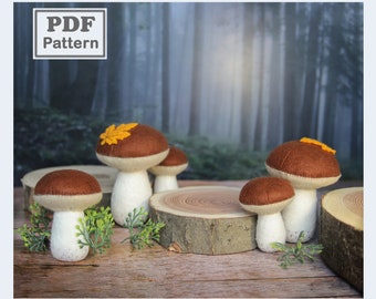 Porcini mushroom sewing pattern - PDF pattern 2 Sizes - Porcini mushroom sewing tutorial - DIY HandMade Porcini mushroom