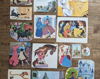 Vintage Cinderella Book Illustration Cutouts, Paper Ephemera