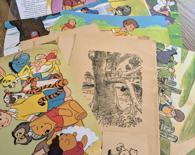 Vintage Winnie the Pooh Book Pages Illustrations Ephemera for Junk ...