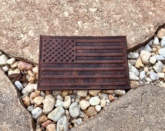 American Flag Leather Patch - Antique Brown