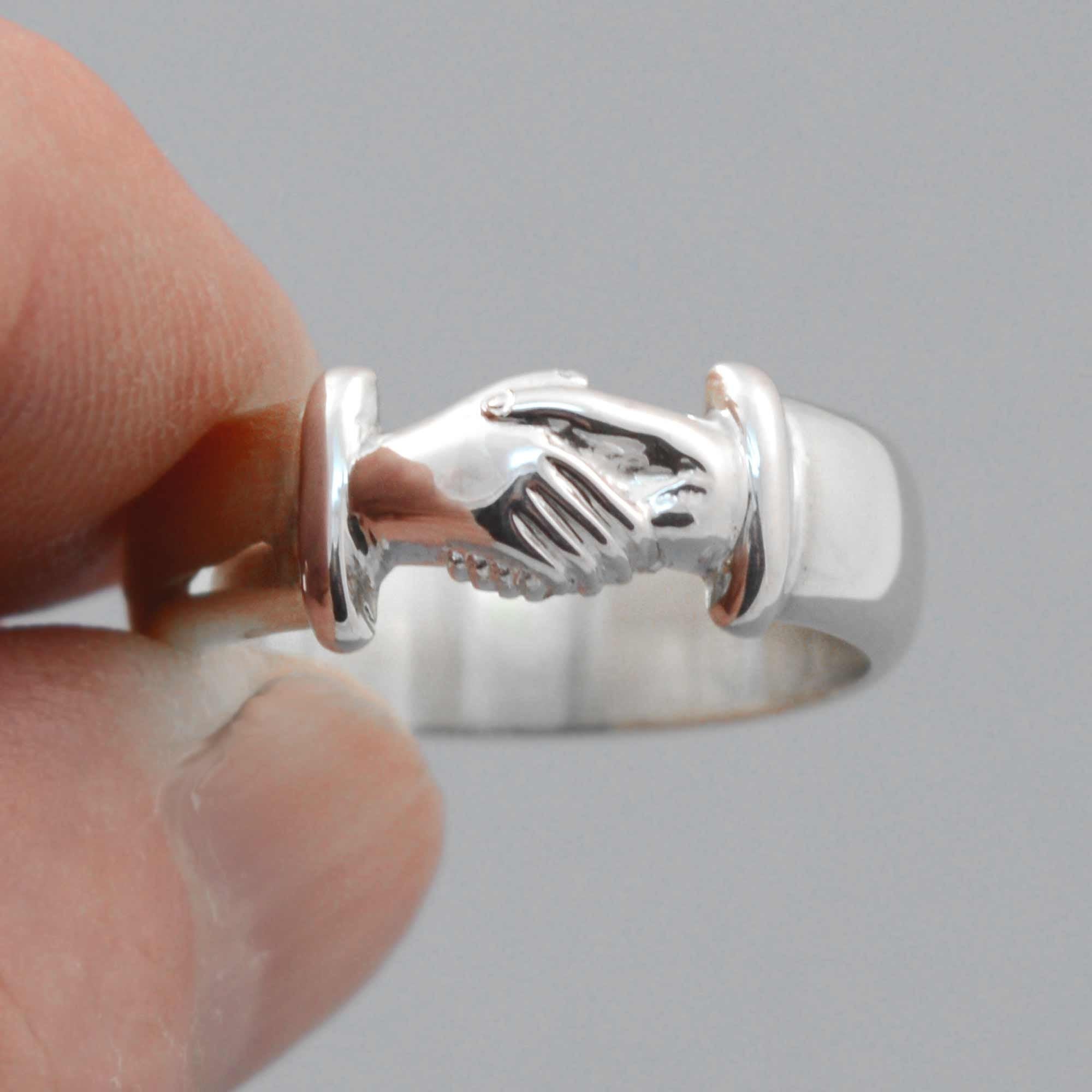 Mens Fede Ring, Wide Band Handshake Ring, Symbol of Agreement