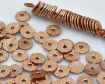 Raw Copper Disc Spacer Beads – Brushed Finish, Jewelry Making Supplies