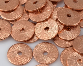 8mm - 35pcs Flat Copper Disc Spacers, Brushed Finish Shiny Copper Disk Spacer Beads For Jewelry Making
