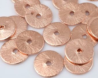 10mm -25pcs Flat Copper Disc Spacer Beads, Heishi Spacers Beads , Brushed Finish, Disk Beads