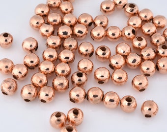 4mm Small Beads GCB064 10 Strands Gold Plated Copper Beads Sparkle Round Ball Beads 24k Gold Plated Copper Ball Beads