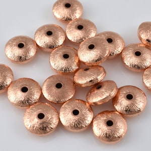 Copper Beads 8mm - 20pcs Copper Spacer Beads, Brushed Copper Saucer Beads, Button Beads copper plated Beads