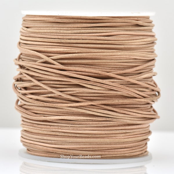 1mm Natural Beige Color Leather Cord - Round - Premium Quality - Indian Leather - Cord by Yard