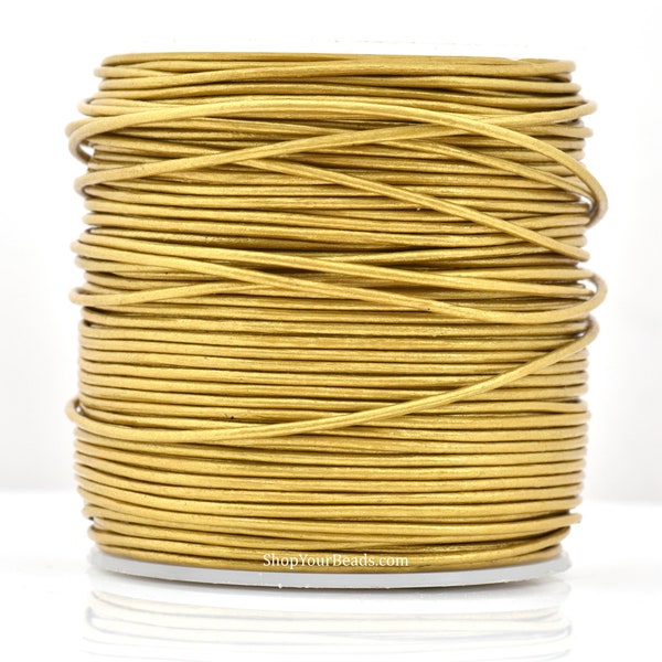 1mm Metallic Gold Leather Cord - Round - Premium Quality - Indian Leather