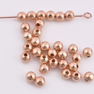 5mm - 100pc Rose Gold Ball Beads, Rose Gold Spacer Beads, Rose Gold Beads, Pink Gold Plated Metal Beads