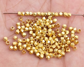 2.5mm - 500Pcs Gold Beads, Gold Spacer Beads for Jewelry making, faceted Diamond Cut Beads