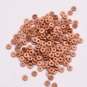 440pcs-3mm  Raw Copper Flat Disc Spacer Beads, Brushed Finish, Dark Aged Antique Copper Disk Beads For Jewelry Making