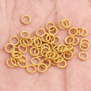 6mm - 88pc Gold Plated Twisted Wire Jump Rings, Jewelry Making Closed Jumprings, Round Jump Rings, O rings Jewelry Findings - 17 Gauge