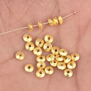 5mm Gold Plated Saucer Beads, Real Gold plated With Anti Tarnish Coated Brushed finished Beads For Jewelry Making